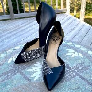 🧡SALE: NWOB Vince Camuto size 7 Tammie D’Orsay black leather heels snake print